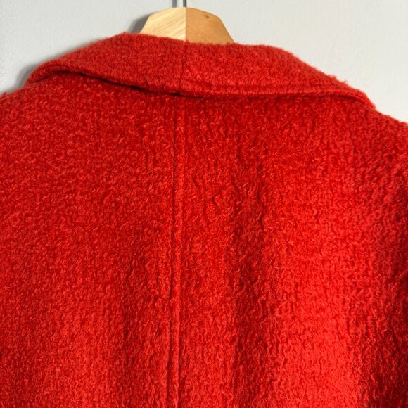Bernardo Textured Wool Coat Women's Medium Orange Overcoat Pea Coat Jacket Chic - Picture 13 of 15